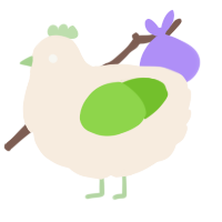 A cream and grass chicken