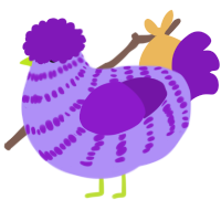 A lilac and violet chicken with a bar pattern