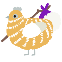 A honey and white chicken with a bar pattern