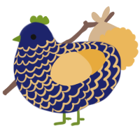 A navy and honey chicken with a lace pattern