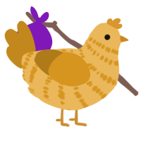 A honey and ochre chicken with a bar pattern