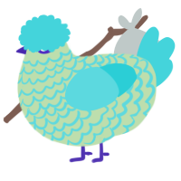 A gluppy and aqua chicken with a lace pattern
