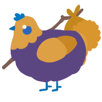 A overcast and orange chicken with a head pattern