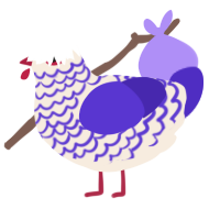 A cream and indigo chicken with a lace pattern
