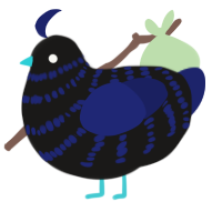 A sable and navy chicken with a bar pattern