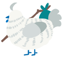 A white and silver chicken with a bar pattern