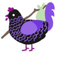 A sable and blurple chicken with a lace pattern