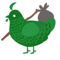 A leaf and viridian chicken with a lace pattern