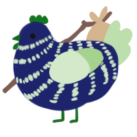 A navy and gluppy chicken with a bar pattern