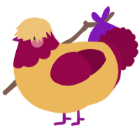 A honey and maroon chicken with a head pattern