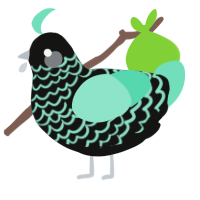 A black and mint chicken with a lace pattern