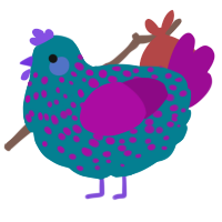 A sea and plum chicken with a speckle pattern