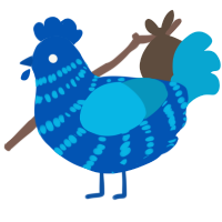 A ultramarine and cerulean chicken with a bar pattern