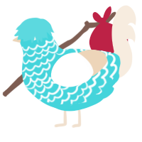 A aqua and cream chicken with a lace pattern