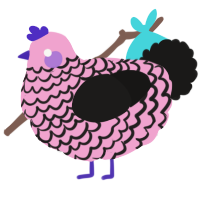 A pink and sable chicken with a lace pattern