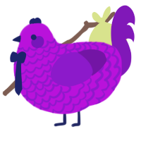 A amethyst and violet chicken with a lace pattern