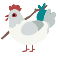 A white and silver chicken with a head pattern