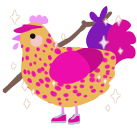 A honey and fuchsia chicken with a speckle pattern