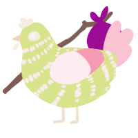 A lemon and rose chicken with a bar pattern