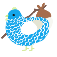 A sky and white chicken with a lace pattern