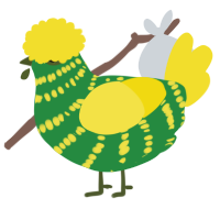 A viridian and yellow chicken with a bar pattern