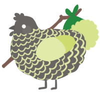 A grey and lemon chicken with a lace pattern