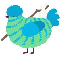 A spring and cerulean chicken with a bar pattern