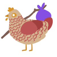A beige and red chicken with a lace pattern