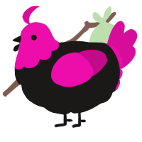 A sable and fuchsia chicken with a head pattern