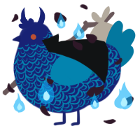 A navy and sea chicken with a double-lace pattern