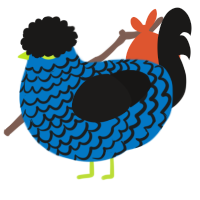 A sapphire and sable chicken with a lace pattern