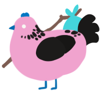 A pink and sable chicken with a neck-speckle pattern