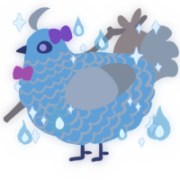 A sky and ash chicken with a lace pattern