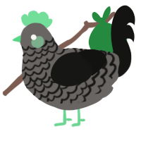 A grey and black chicken with a lace pattern