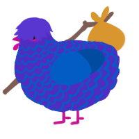 A indigo and ultramarine chicken with a lace pattern