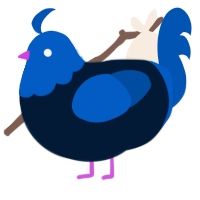 A tumblr and ultramarine chicken with a head pattern