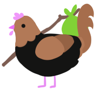 A black and brown chicken with a head pattern