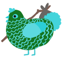 A leaf and aqua chicken with a lace pattern