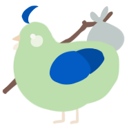 A gluppy and ultramarine chicken