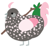 A grey and rose chicken with a speckle pattern