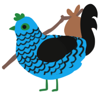 A sky and black chicken with a lace pattern