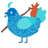 A sapphire and aqua chicken with a double-lace pattern