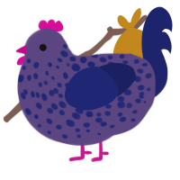 A overcast and navy chicken with a speckle pattern