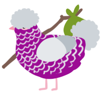 A plum and mist chicken with a lace pattern