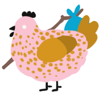 A rose and ochre chicken with a speckle pattern
