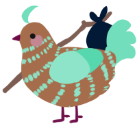 A brown and mint chicken with a bar pattern