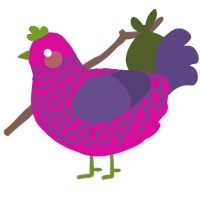 A fuchsia and overcast chicken with a lace pattern