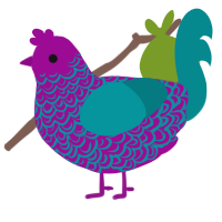A plum and teal chicken with a double-lace pattern