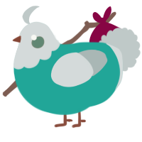 A turquoise and silver chicken with a head pattern