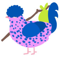 A lavender and ultramarine chicken with a speckle pattern